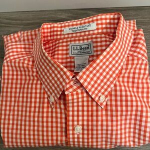 L.L. Bean Men's Orange Gingham Shirt